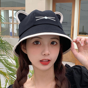 Korean Cartoon Cat Ears Bucket Hat