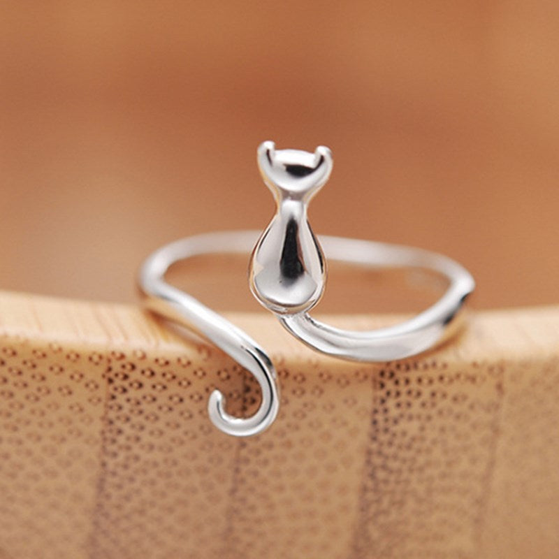 925 Sterling Silver Cat Rings