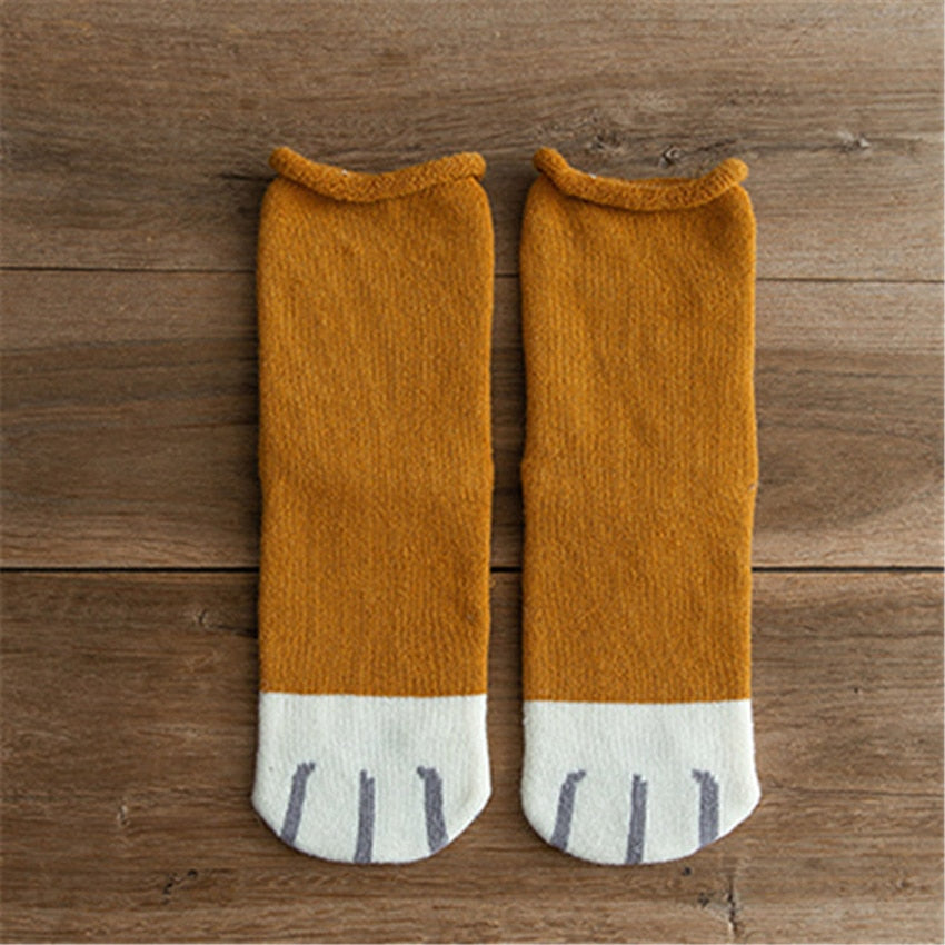 Winter Cat Paw Cartoon Pattern Series Cotton  Socks