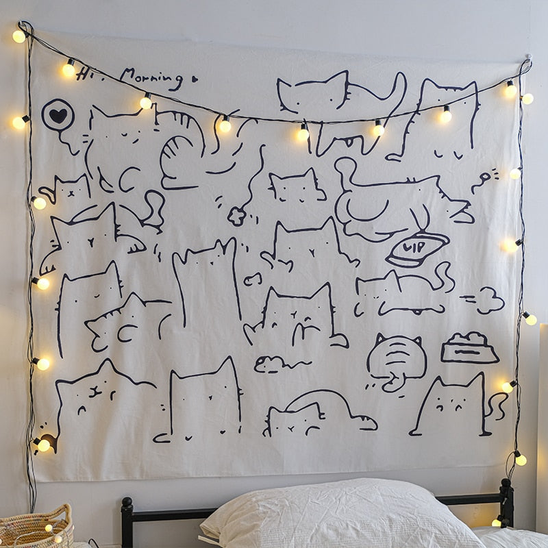 Lovely Cat Background Cloth