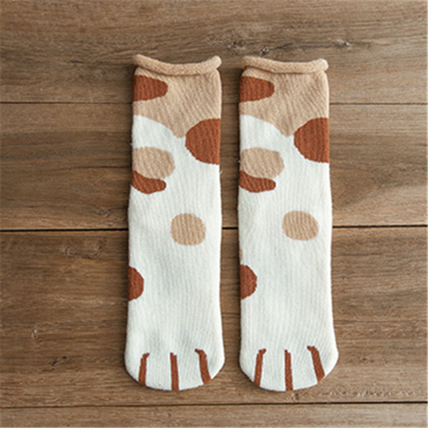 Winter Cat Paw Cartoon Pattern Series Cotton  Socks