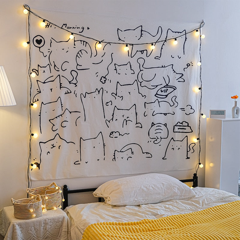 Lovely Cat Background Cloth