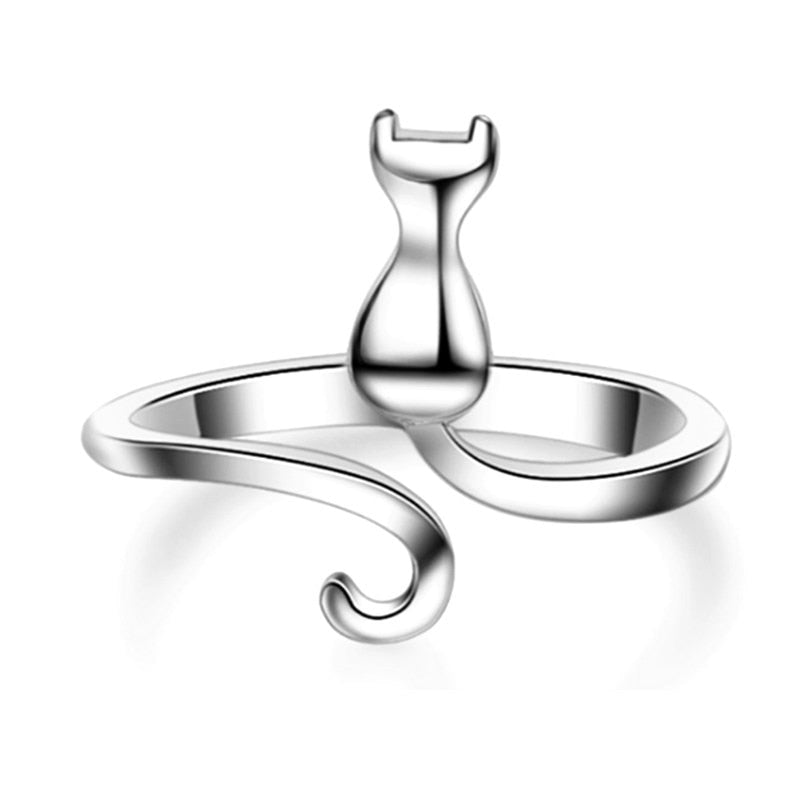 925 Sterling Silver Cat Rings