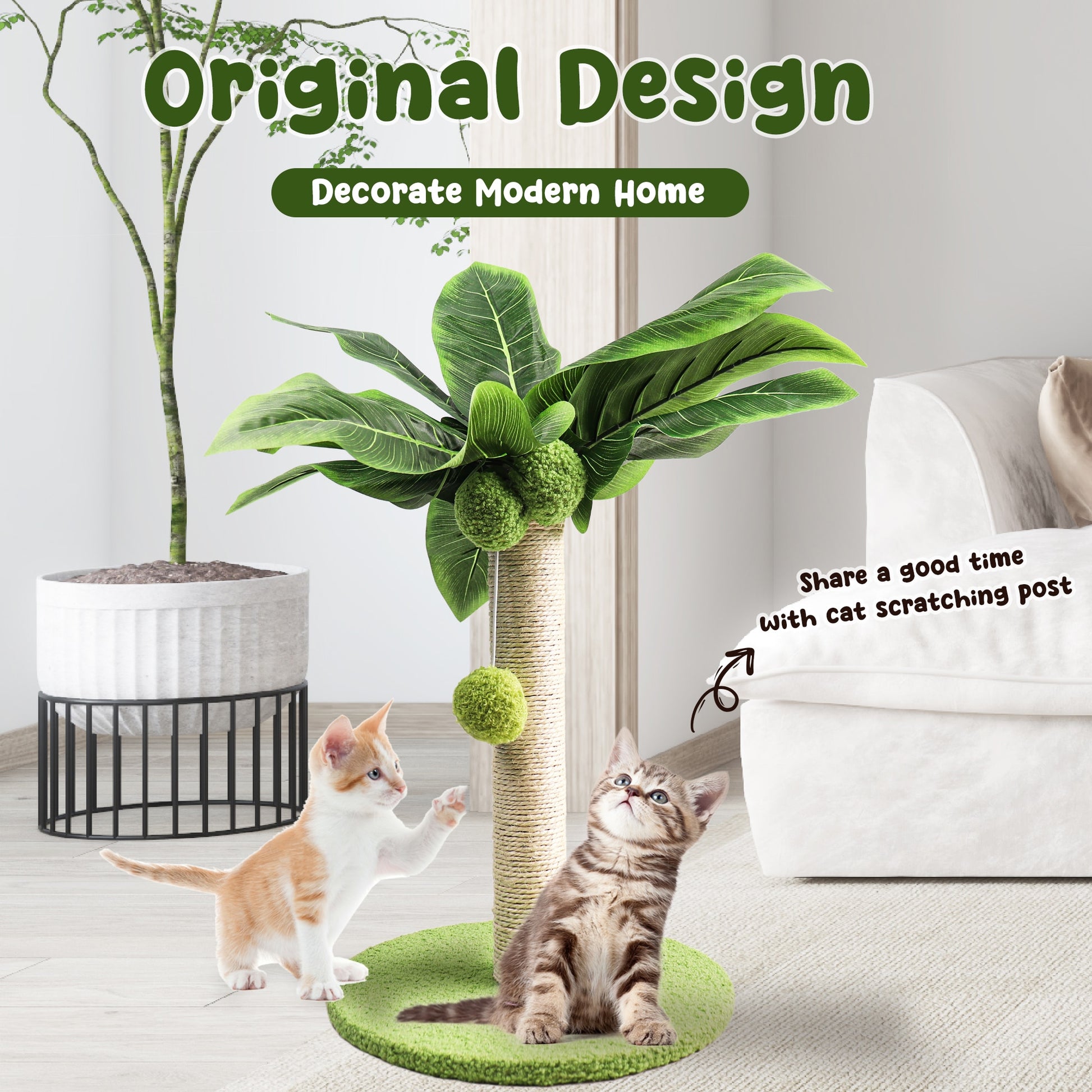 Cute Green Leaves Cat Scratching Post