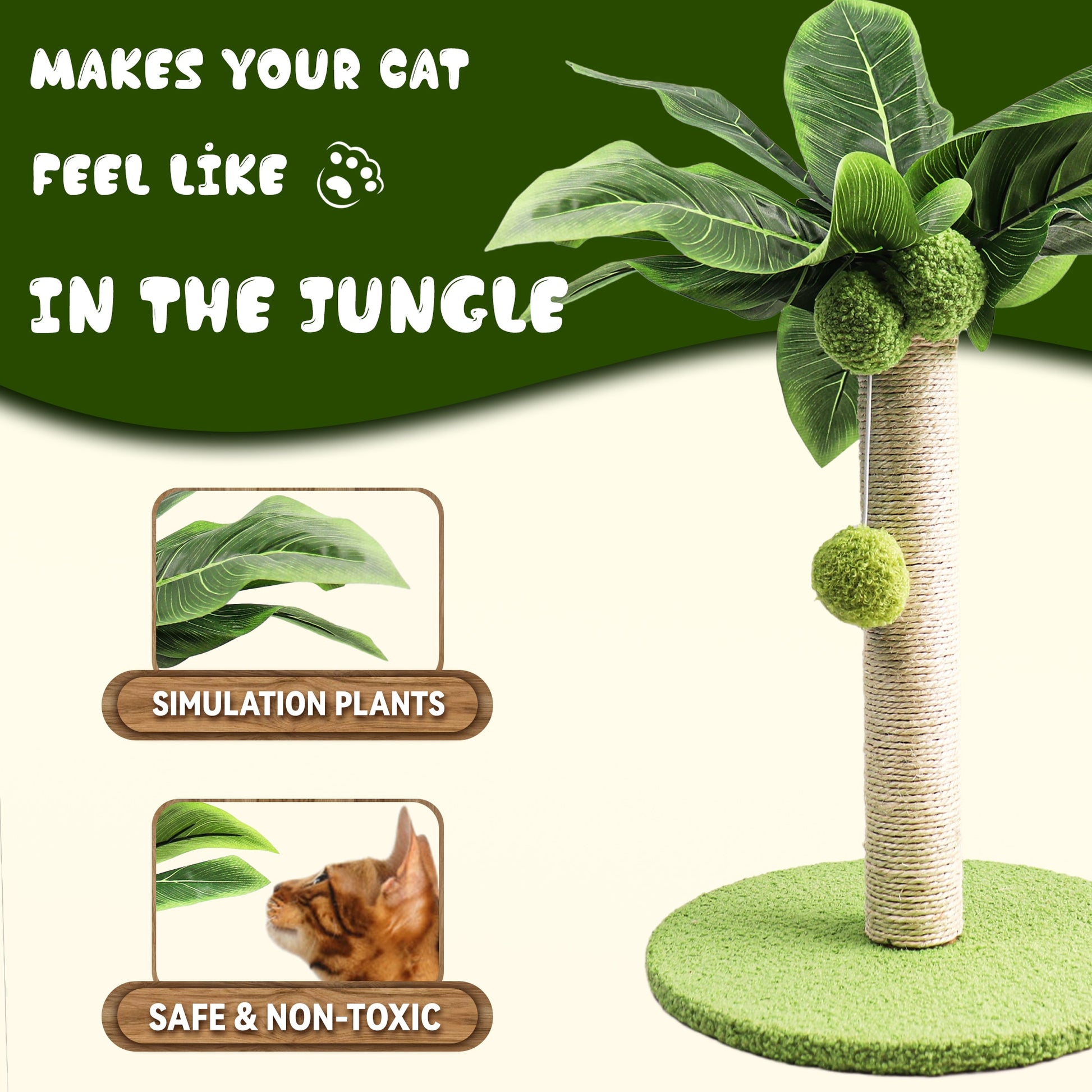 Cute Green Leaves Cat Scratching Post