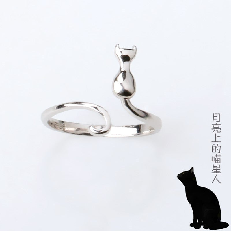 925 Sterling Silver Cat Rings