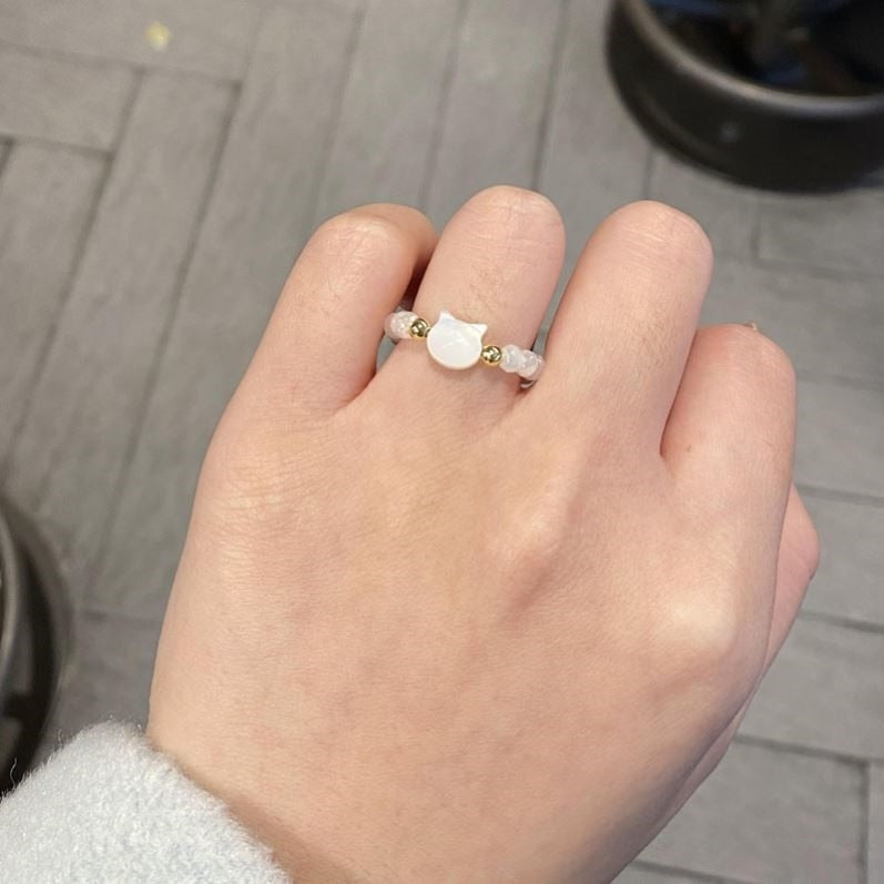 Natural Moonstone Obsidian Ring